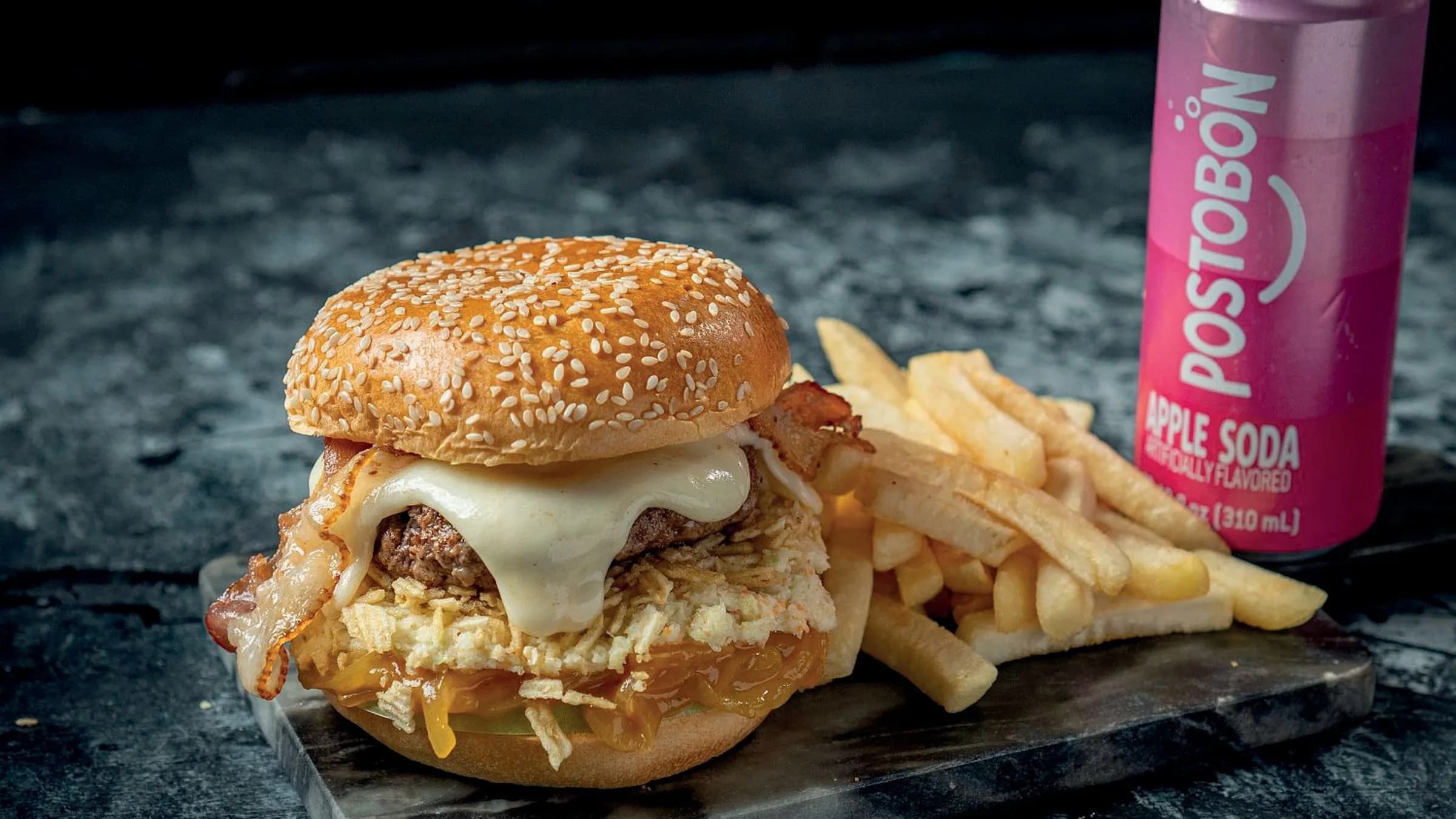 Paisa Burger NYC burger with fries and soda
